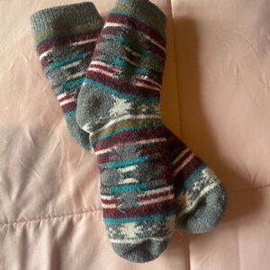 Magellan Outdoors Striped Gray and Red Socks